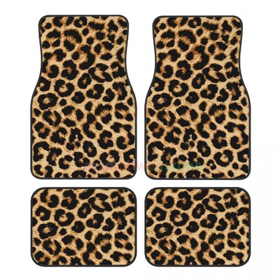 Leopard 4PCS Crystal Velvet ženska podna prostirka za automobile, podna prostirka za automobil protiv obraštanja Dodaci za unutrašnjost automobila