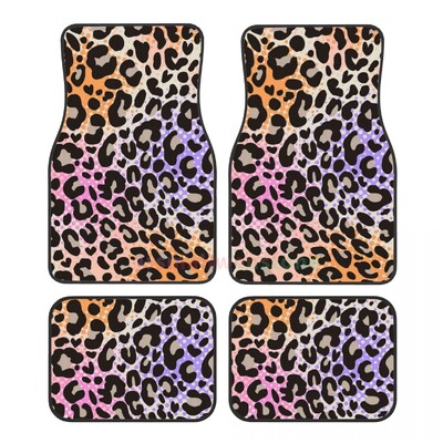 Leopard 4PCS Crystal Velvet ženska podna prostirka za automobile, podna prostirka za automobil protiv obraštanja Dodaci za unutrašnjost automobila