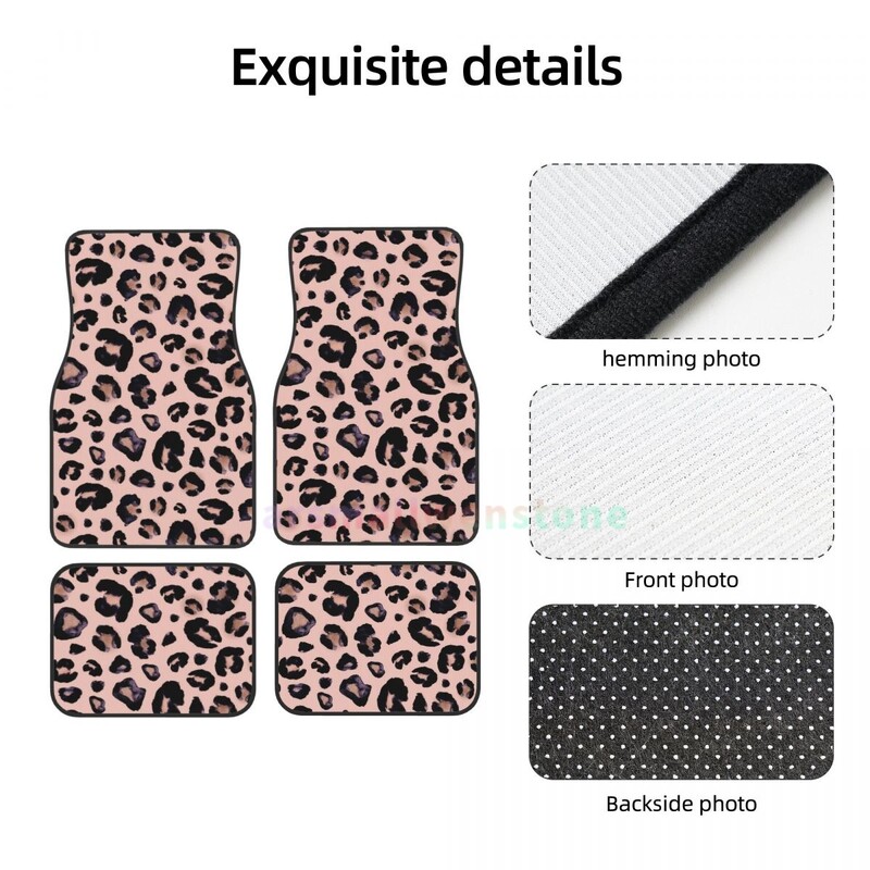 Leopard 4PCS Crystal Velvet ženska podna prostirka za automobile, podna prostirka za automobil protiv obraštanja Dodaci za unutrašnjost automobila
