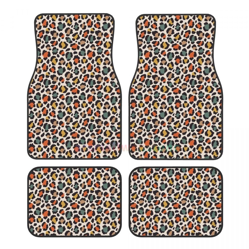 Leopard 4PCS Crystal Velvet ženska podna prostirka za automobile, podna prostirka za automobil protiv obraštanja Dodaci za unutrašnjost automobila