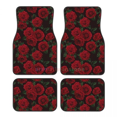 Rose 4PCS Crystal Velvet naiste auto põrandamatt, saastumisevastane auto põrandamatt auto salongi tarvikud