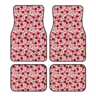 Rose 4PCS Crystal Velvet sieviešu automašīnu grīdas paklājiņš, pretapaugšanas auto grīdas paklājiņš automašīnu salona piederumi