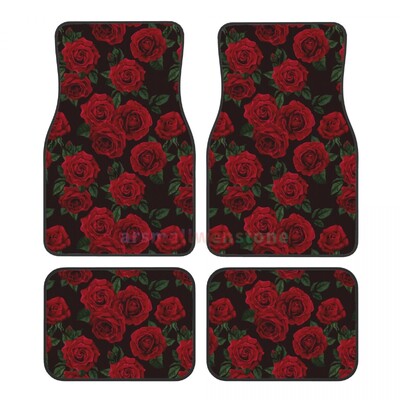 Rose 4PCS Crystal Velvet sieviešu automašīnu grīdas paklājiņš, pretapaugšanas auto grīdas paklājiņš automašīnu salona piederumi