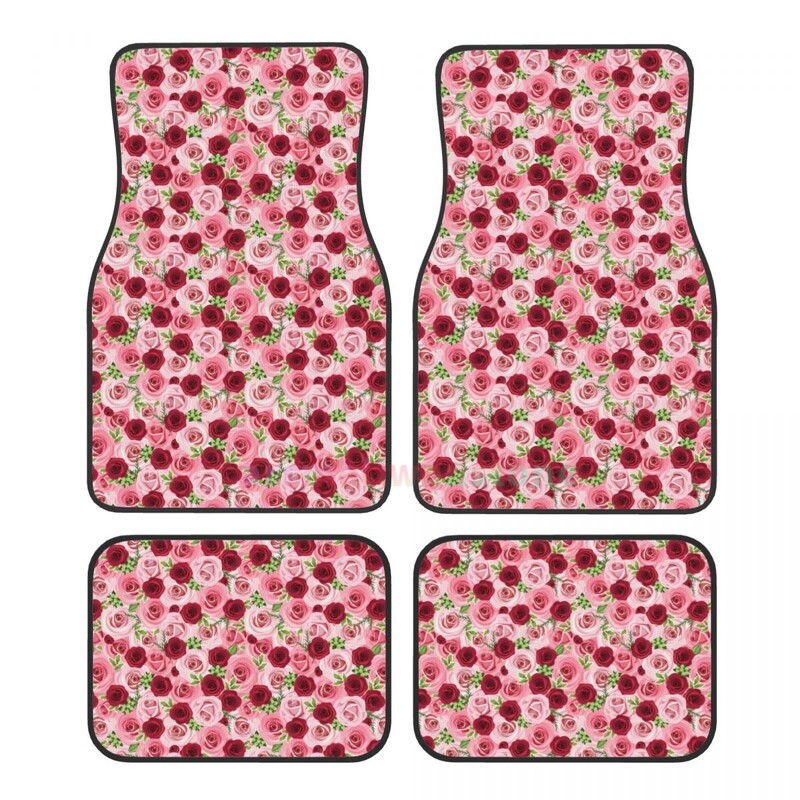 Rose 4PCS Crystal Velvet sieviešu automašīnu grīdas paklājiņš, pretapaugšanas auto grīdas paklājiņš automašīnu salona piederumi