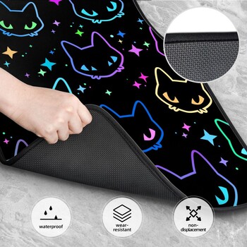 Πολύχρωμο Neon Cat Heads Car Foot Mat Σετ 4 τεμαχίων Πατάκια αυτοκινήτου Αξεσουάρ αυτοκινήτου Κατάλληλο για SUV αυτοκινήτων