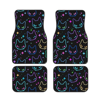 Capete de pisică neon colorate Set de covorașe pentru picior de mașină Set de 4 bucăți Covorașe de podea pentru mașină Accesorii pentru mașină potrivite pentru SUV-uri auto
