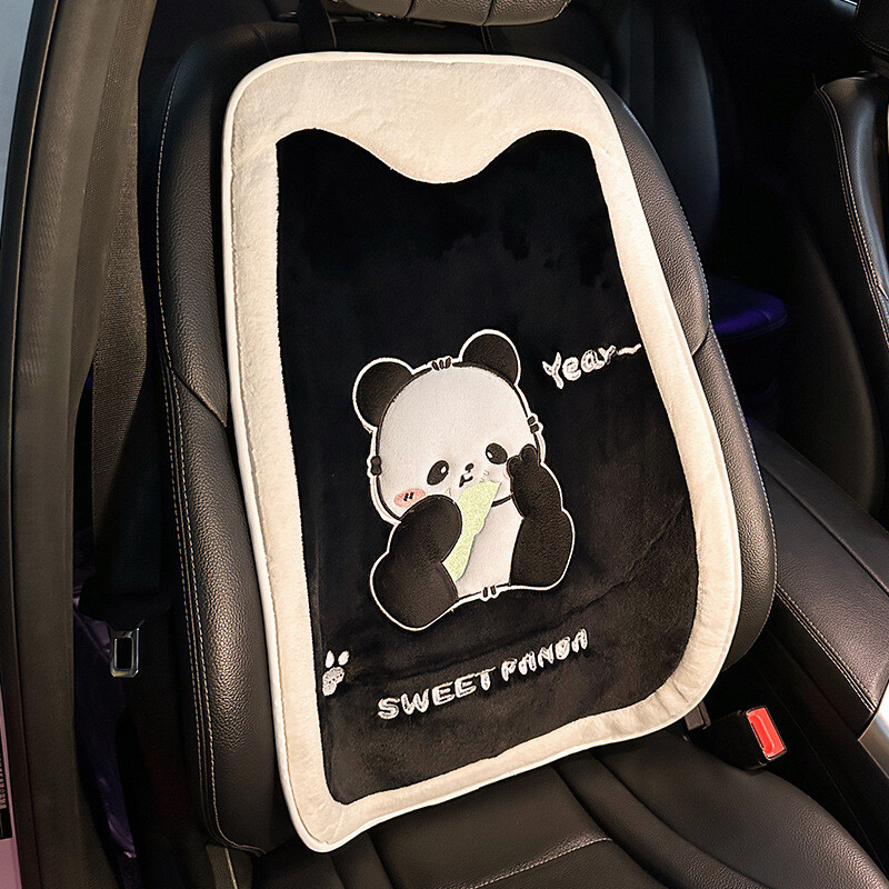 Nova slatka panda crtani jastučić za autosjedalicu, udobna mekana plišana navlaka za autosjedalicu, unutarnja dekoracija, dodaci za automobil