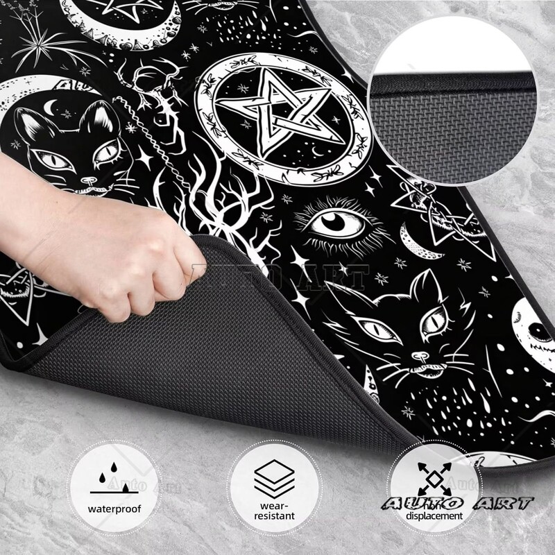 Moon Star Covoare pentru podea auto Set complet de 4 antiderapante Auto Black Cat Covoare pentru mașină față spate Covoare negru universale pentru mașină Van Camion