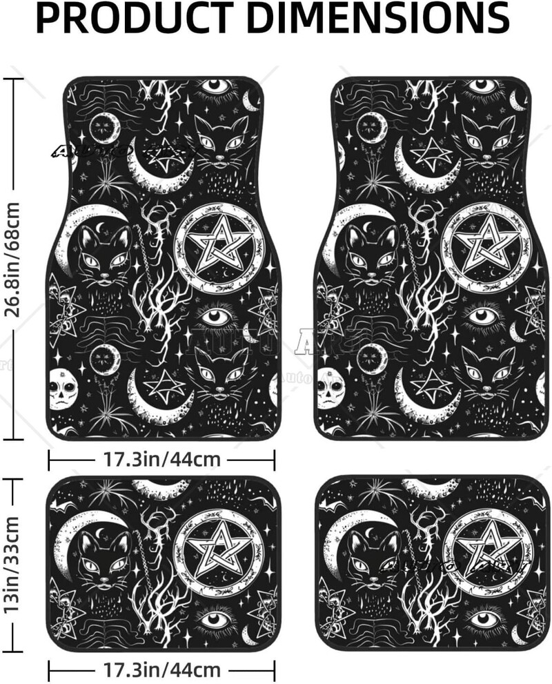 Moon Star Covoare pentru podea auto Set complet de 4 antiderapante Auto Black Cat Covoare pentru mașină față spate Covoare negru universale pentru mașină Van Camion