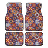 Meksikas Talavera 4PCS Crystal Velvet sieviešu automašīnu grīdas paklājiņš, pretapaugšanas auto grīdas paklājs automašīnu salona piederumi