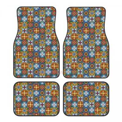 Meksikas Talavera 4PCS Crystal Velvet sieviešu automašīnu grīdas paklājiņš, pretapaugšanas auto grīdas paklājs automašīnu salona piederumi