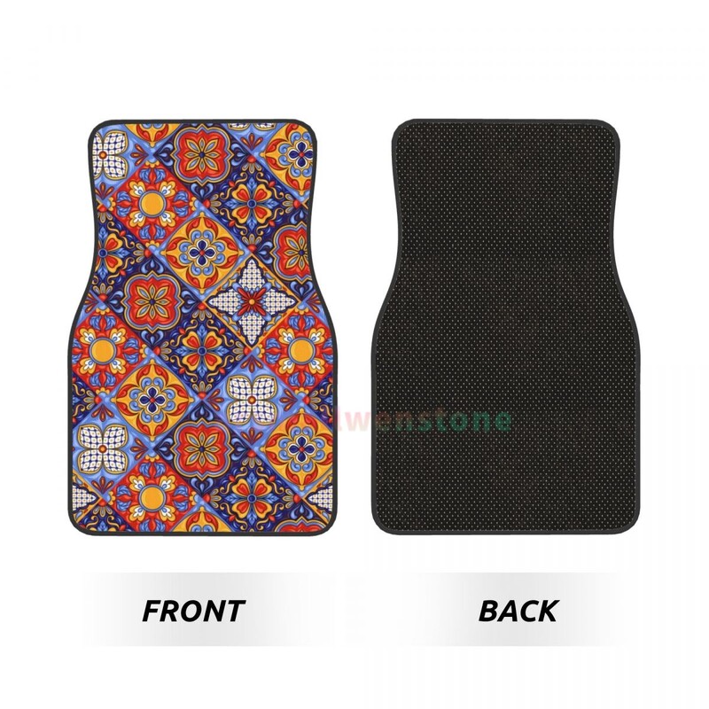 Meksikas Talavera 4PCS Crystal Velvet sieviešu automašīnu grīdas paklājiņš, pretapaugšanas auto grīdas paklājs automašīnu salona piederumi
