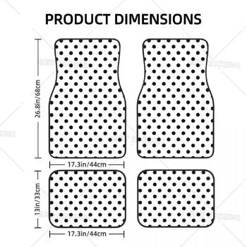Μαύρο και άσπρο πουά Πατάκια αυτοκινήτου Σετ 4 Unisex Αξεσουάρ Αυτοκινήτου Ένα μέγεθος Χοντρό ανθεκτικό Ματ