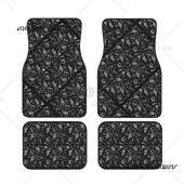 Craniu negru de Halloween 4BUC Covoare mașină din cauciuc impermeabil Covoare pentru podea Covoare Covoare anti-alunecare Covoare pentru picioare Covorase pentru podea