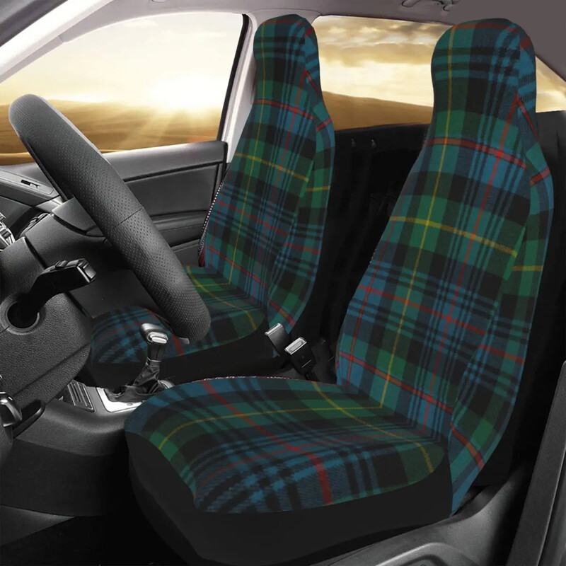 Huse universale pentru scaune auto personalizate în carouri, verde tartan, potrivite pentru mașini, camioane, SUV sau furgonete, cu textura pentru husă auto, 2 buc.