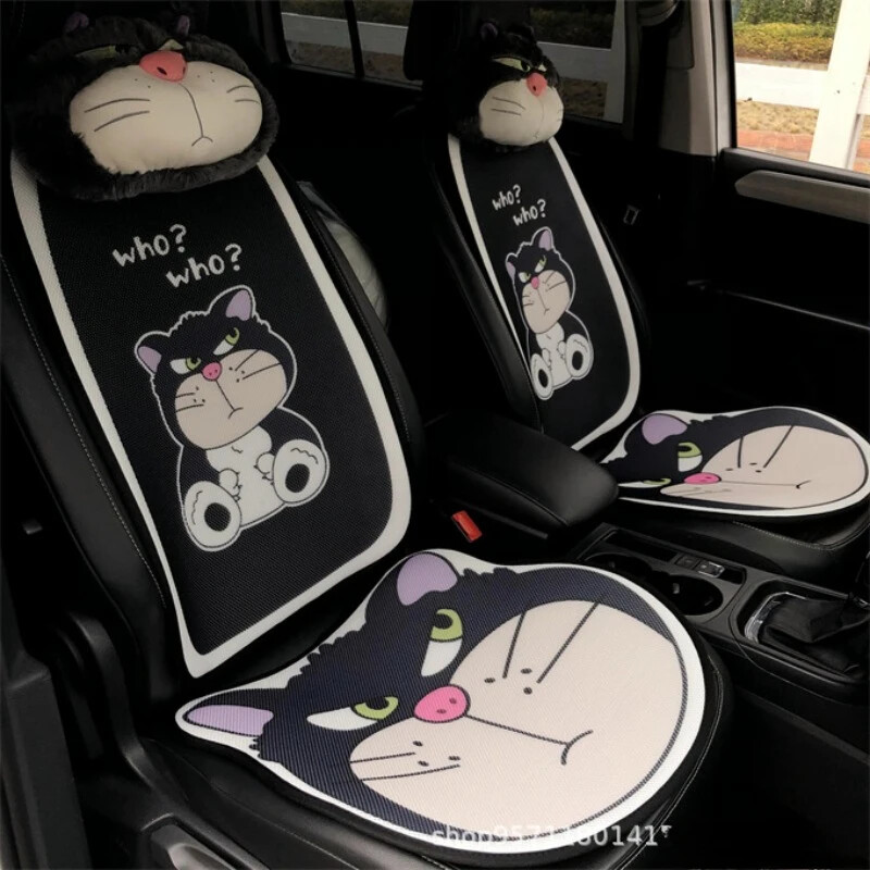 Noua pernă de pernă pentru scaun auto din desene animate Huse pentru scaune celulare, în patru anotimpuri, set de perne automate anti-alunecare, universale, respirabile, Suport lombar