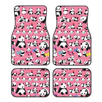 Γυναικείο πατάκι αυτοκινήτου Cute Panda 4PCS Crystal Velvet, Anti Fouling πατάκι αυτοκινήτου Εσωτερικά αξεσουάρ αυτοκινήτου