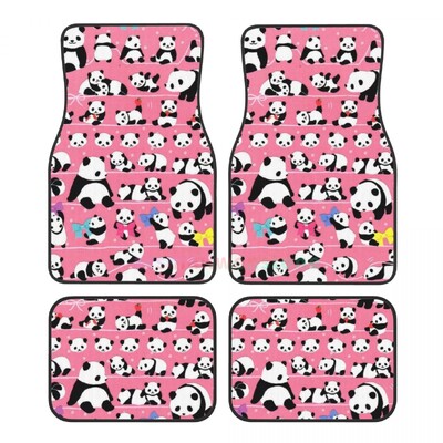 Cute Panda 4PCS Crystal Velvet sieviešu automašīnu grīdas paklājiņš, pretapaugšanas auto grīdas paklājiņš automašīnu salona piederumi