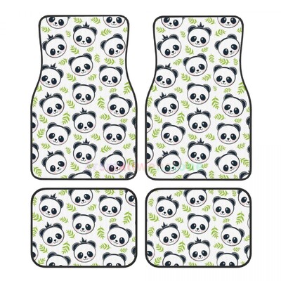 Cute Panda 4PCS Crystal Velvet sieviešu automašīnu grīdas paklājiņš, pretapaugšanas auto grīdas paklājiņš automašīnu salona piederumi