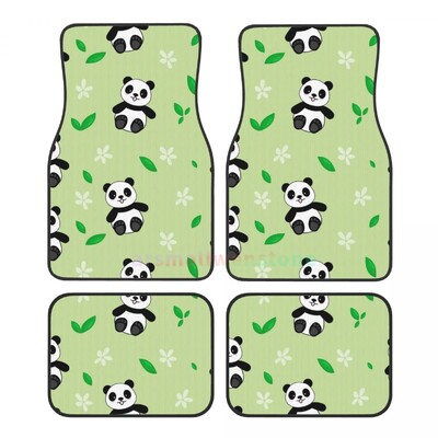 Cute Panda 4PCS Crystal Velvet sieviešu automašīnu grīdas paklājiņš, pretapaugšanas auto grīdas paklājiņš automašīnu salona piederumi