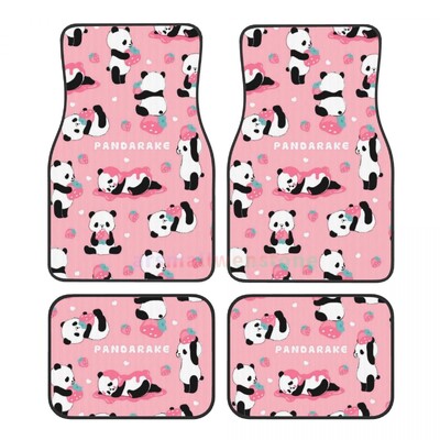 Cute Panda 4PCS Crystal Velvet sieviešu automašīnu grīdas paklājiņš, pretapaugšanas auto grīdas paklājiņš automašīnu salona piederumi