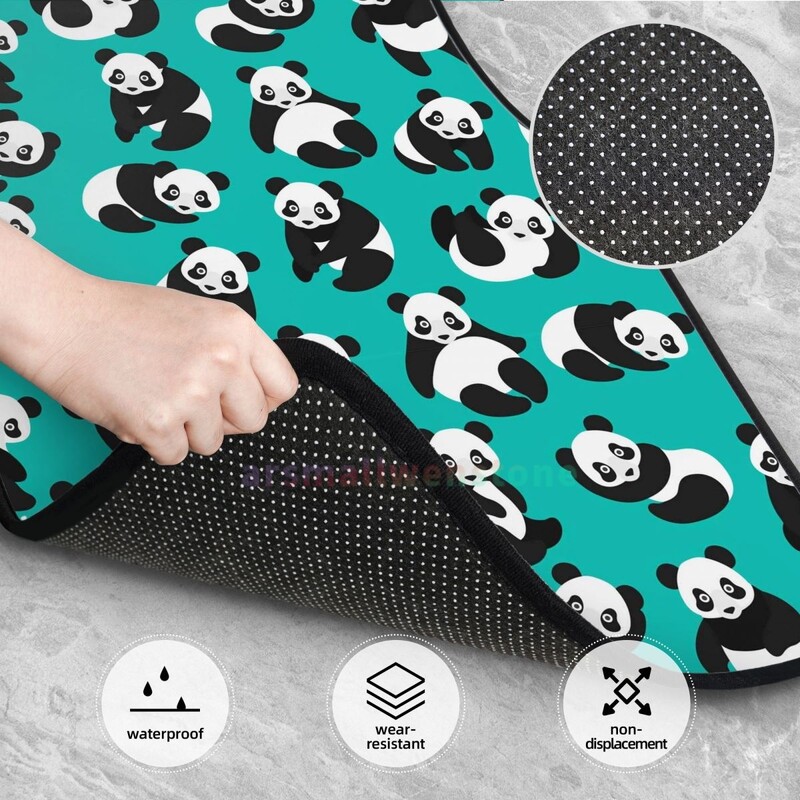 Cute Panda 4PCS Crystal Velvet sieviešu automašīnu grīdas paklājiņš, pretapaugšanas auto grīdas paklājiņš automašīnu salona piederumi