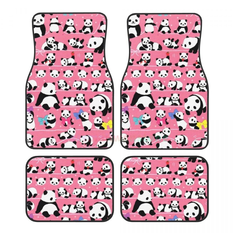 Cute Panda 4PCS Crystal Velvet sieviešu automašīnu grīdas paklājiņš, pretapaugšanas auto grīdas paklājiņš automašīnu salona piederumi
