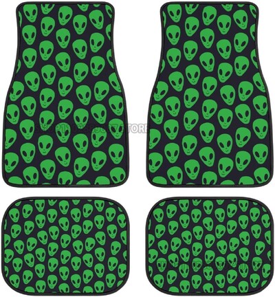 Green Alien Moon OZN Covorașe de podea pentru mașină față din spate Set complet de 4 covoare antiderapante din cauciuc pentru picior accesorii de interior pentru mașini