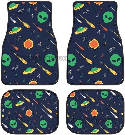Green Alien Moon OZN Covorașe de podea pentru mașină față din spate Set complet de 4 covoare antiderapante din cauciuc pentru picior accesorii de interior pentru mașini
