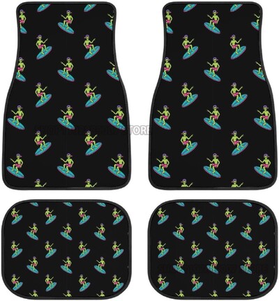 Green Alien Moon OZN Covorașe de podea pentru mașină față din spate Set complet de 4 covoare antiderapante din cauciuc pentru picior accesorii de interior pentru mașini