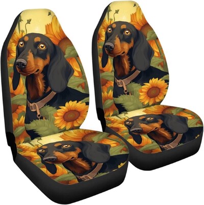 Husă pentru scaun auto Labele de teckel cu animale Imprimeu drăguț pentru femei, fete, covoraș decorativ pentru auto, potrivire universală pentru mașină SUV Sedan