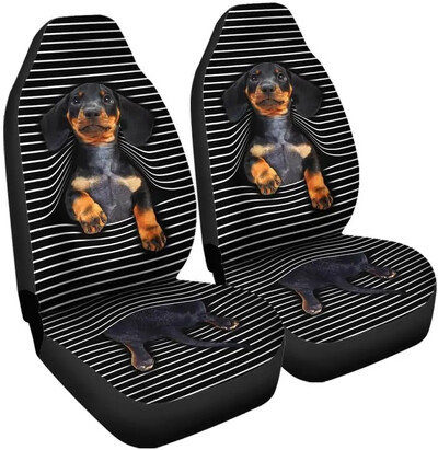 Husă pentru scaun auto Labele de teckel cu animale Imprimeu drăguț pentru femei, fete, covoraș decorativ pentru auto, potrivire universală pentru mașină SUV Sedan