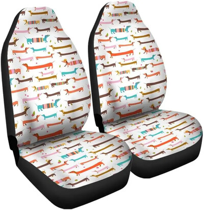 Husă pentru scaun auto Labele de teckel cu animale Imprimeu drăguț pentru femei, fete, covoraș decorativ pentru auto, potrivire universală pentru mașină SUV Sedan