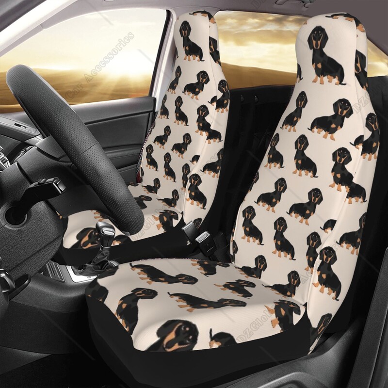 Dachshund Silhouette Huse pentru scaune auto Huse pentru scaune față vehiculului Protecție universală pentru scaune 2 buc
