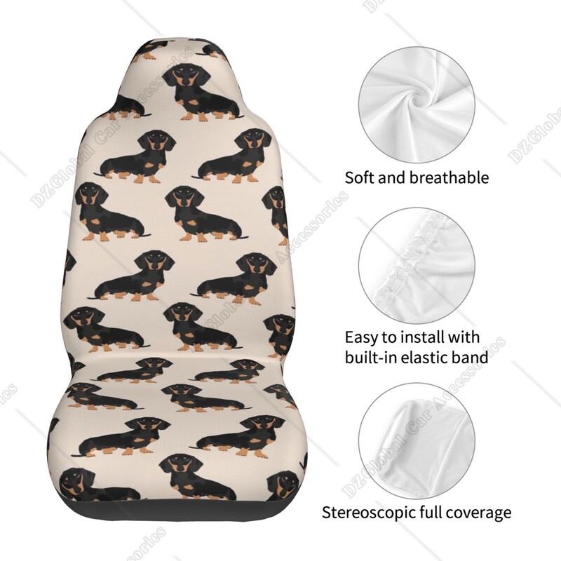 Dachshund Silhouette Huse pentru scaune auto Huse pentru scaune față vehiculului Protecție universală pentru scaune 2 buc