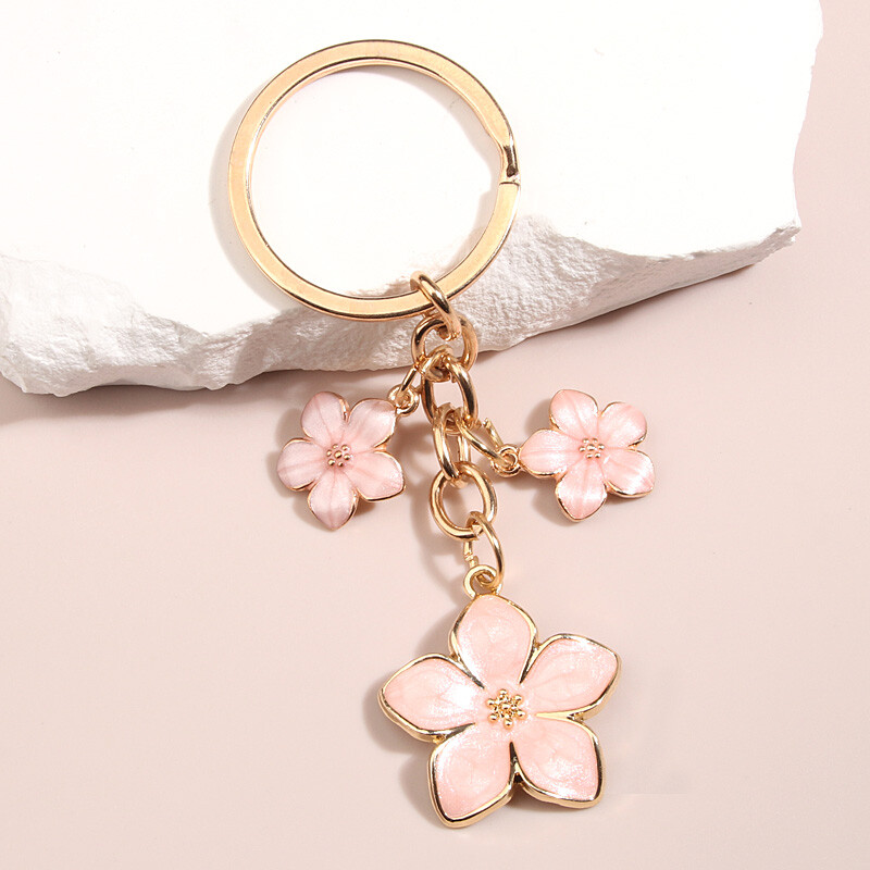 Breloc drăguț cu plante Sakura, breloc cu flori, breloc emailat, pentru femei, fete, accesoriu pentru geantă, chei de mașină, bricolaj, bijuterii dulci, cadouri