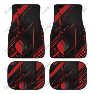 Covor de podea pentru mașină, negru, roșu, abstract