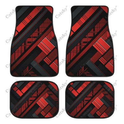 Covor de podea pentru mașină, negru, roșu, abstract