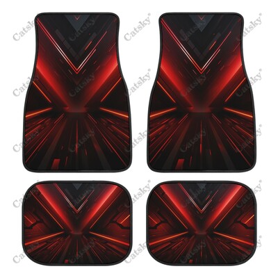 Covor de podea pentru mașină, negru, roșu, abstract