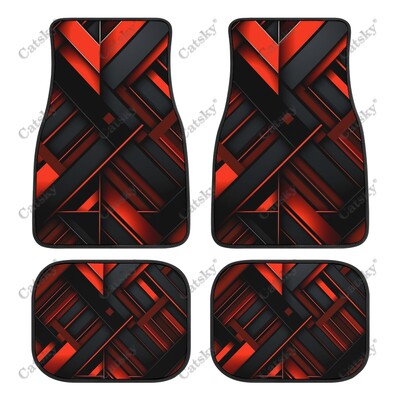 Covor de podea pentru mașină, negru, roșu, abstract