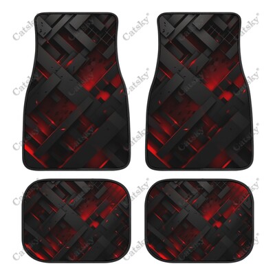 Covor de podea pentru mașină, negru, roșu, abstract