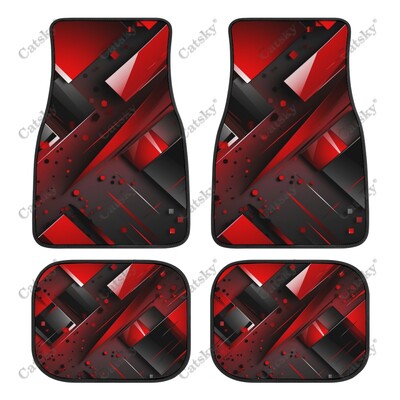 Covor de podea pentru mașină, negru, roșu, abstract