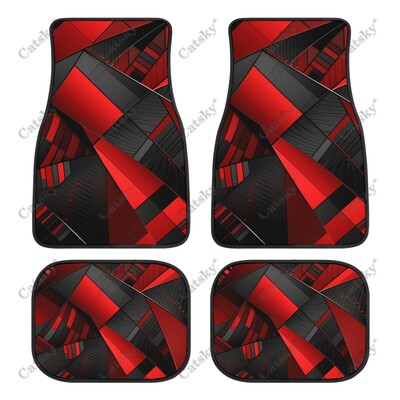Covor de podea pentru mașină, negru, roșu, abstract