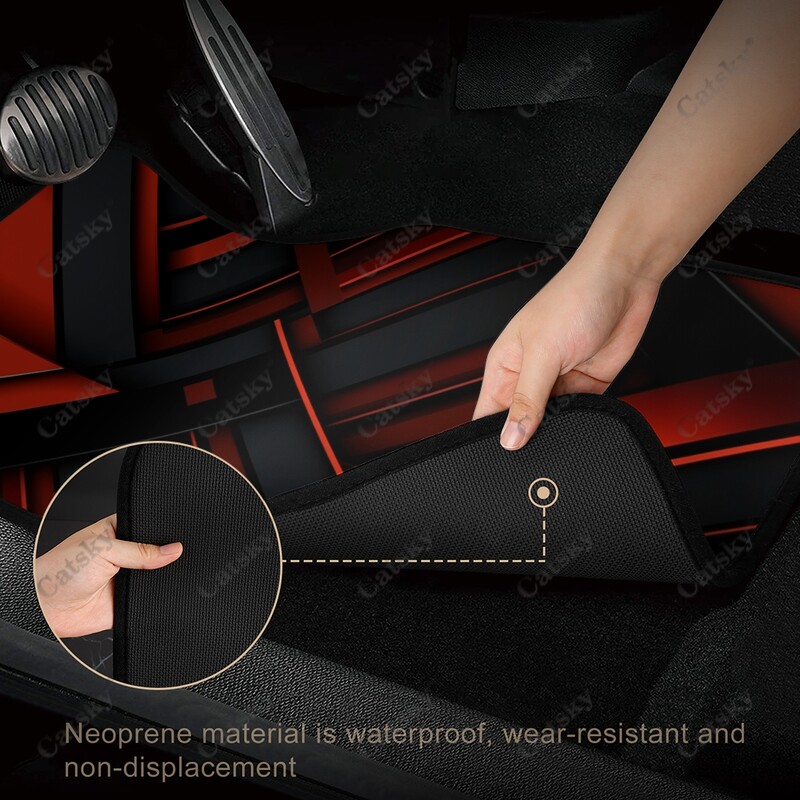 Covor de podea pentru mașină, negru, roșu, abstract