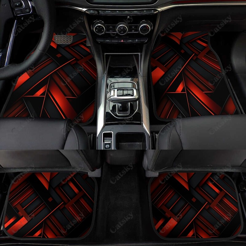 Covor de podea pentru mașină, negru, roșu, abstract