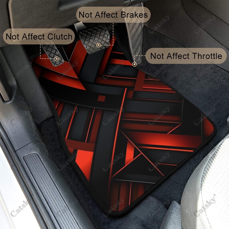 Covor de podea pentru mașină, negru, roșu, abstract