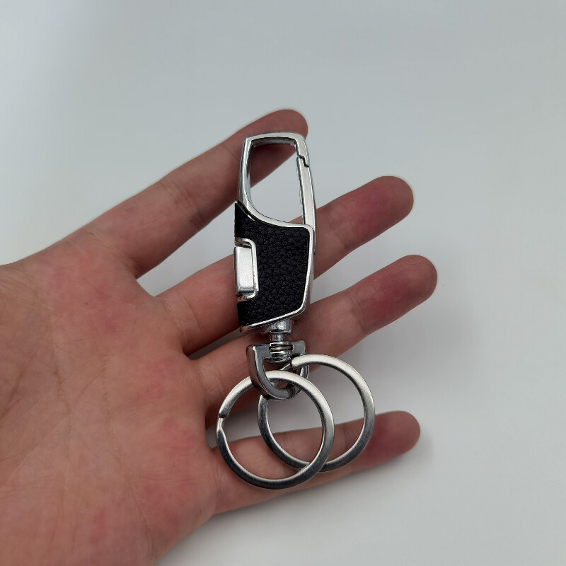 Lanț de chei pentru mașină deschis cu un clic, inel dublu, metal îngroșat, rezistent la pierderi, lanț portabil pentru curea pentru bărbați, simplu și la modă