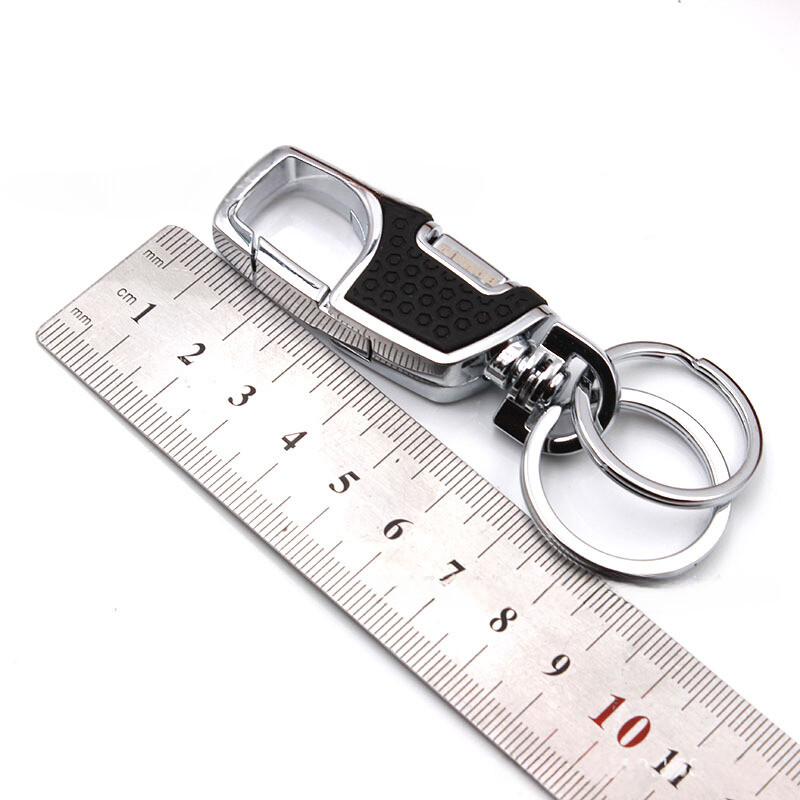 Lanț de chei pentru mașină deschis cu un clic, inel dublu, metal îngroșat, rezistent la pierderi, lanț portabil pentru curea pentru bărbați, simplu și la modă