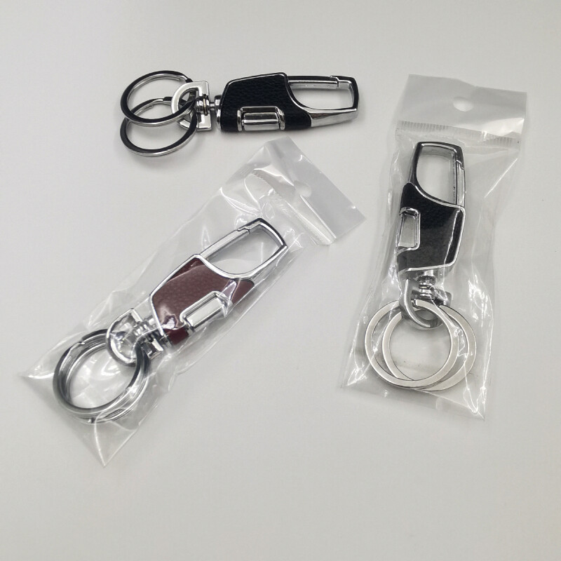 Lanț de chei pentru mașină deschis cu un clic, inel dublu, metal îngroșat, rezistent la pierderi, lanț portabil pentru curea pentru bărbați, simplu și la modă