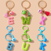 Breloc cu clopoțel cu litere colorate la modă pentru suport de cheie de mașină Femei Bărbați Poșetă de mână pandantiv Breloc Accesorii Bijuterii DIY Cadouri